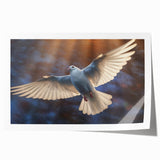 Dove wall art design featuring serene white doves on a soft blue background, rolled and ready for framing, ideal for adding a calming touch to any space.