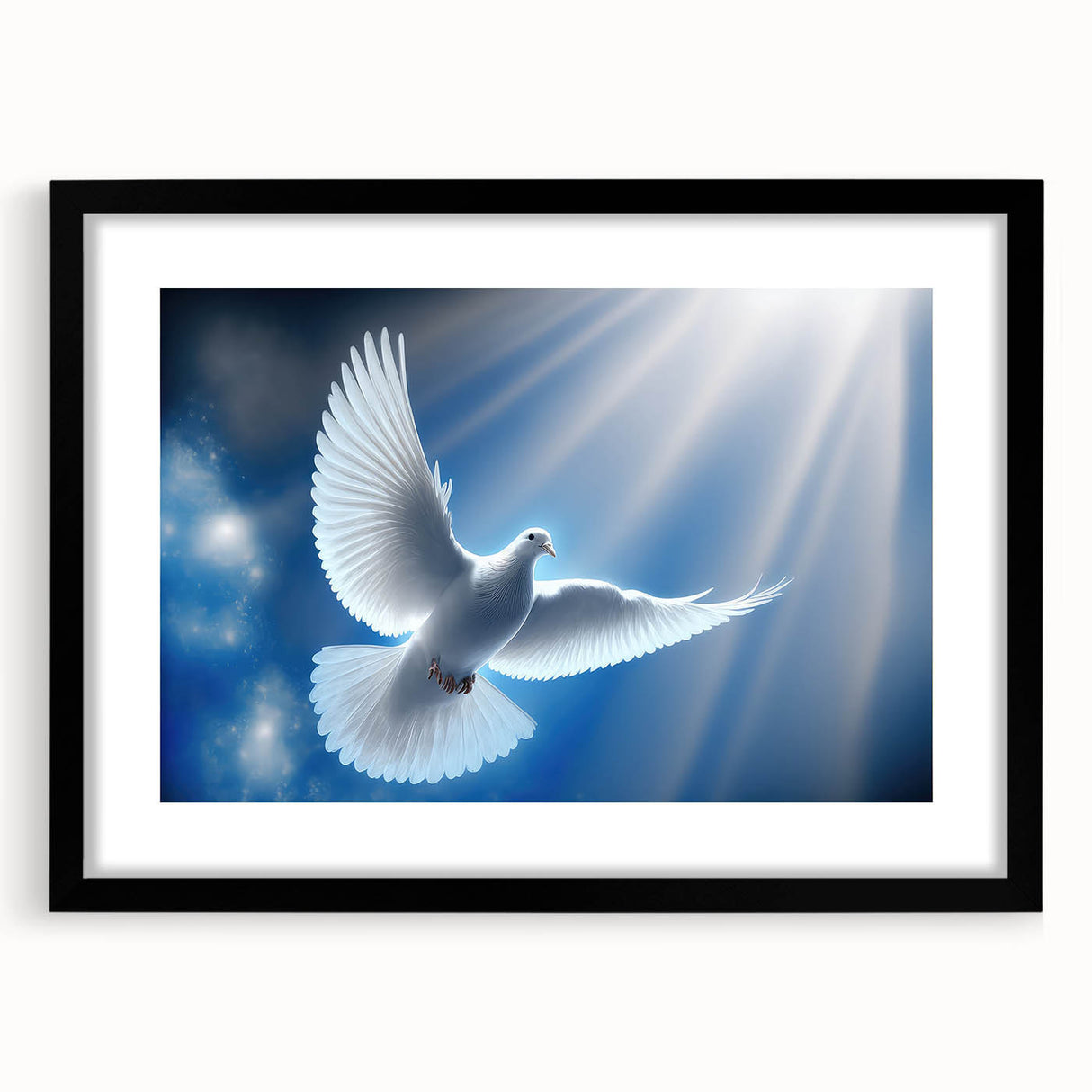 Wall art collection featuring a black-framed dove design, showcasing intricate details and a mat finish, perfect for modern home decor. Ideal for bird lovers seeking elegant wall accents.