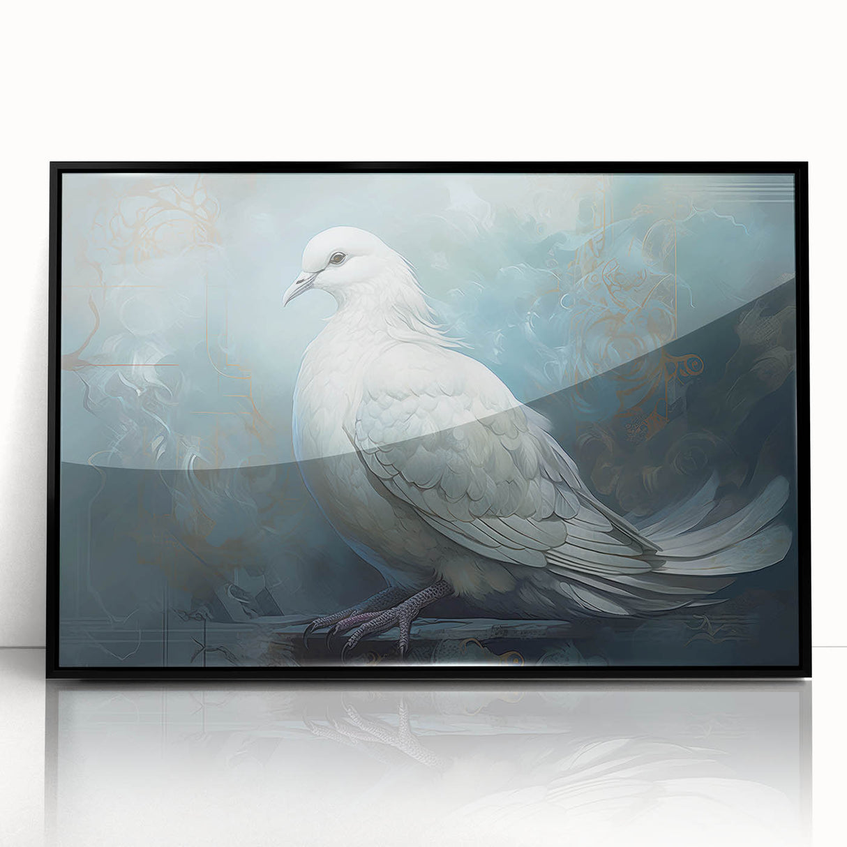 Framed wall art featuring a dove design in black acrylic, highlighting intricate details and a modern aesthetic, perfect for home decor and wall decoration.