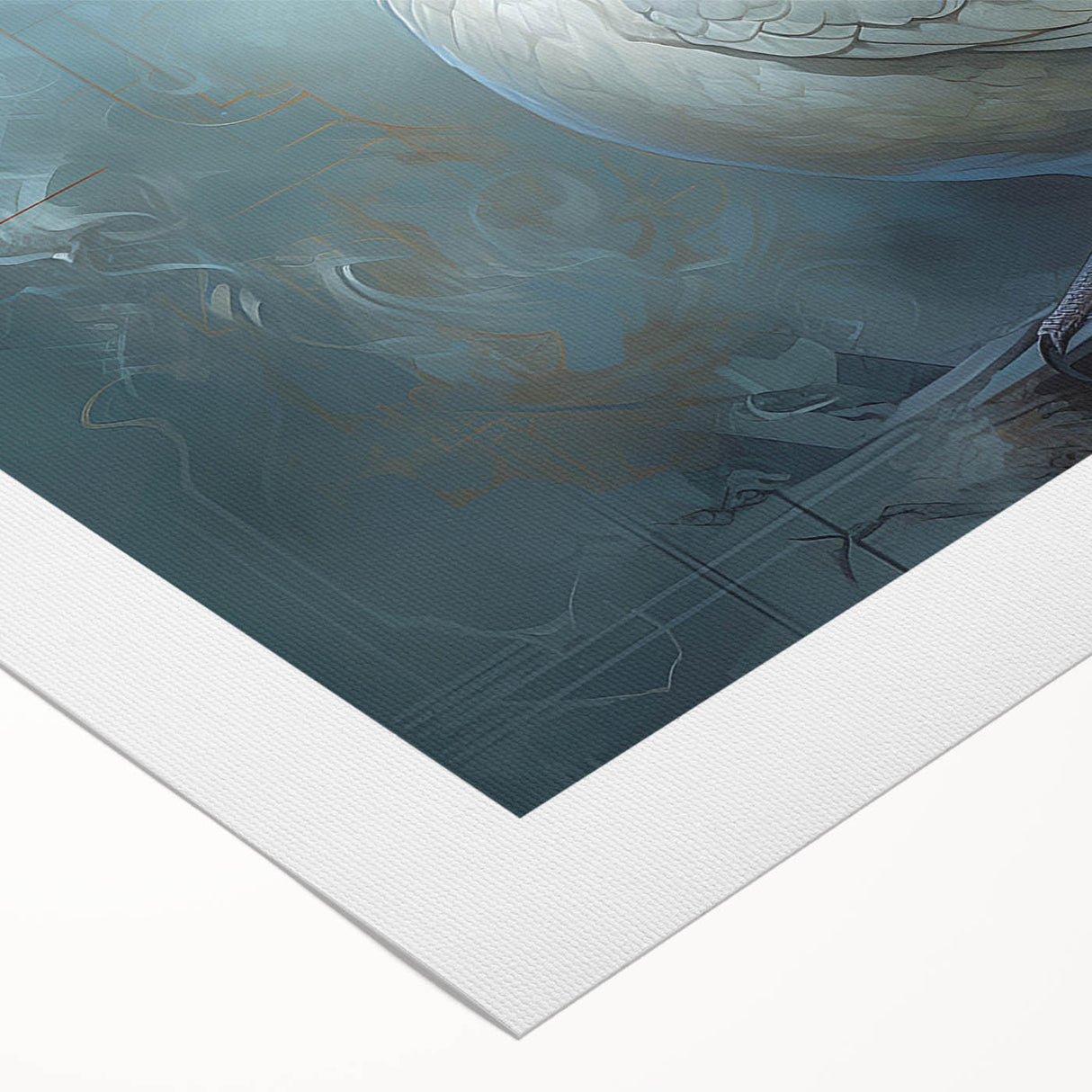 Rolled canvas artwork showcasing a serene dove design, featuring soft pastel colors and intricate detailing, ideal for enhancing home decor or gallery displays.