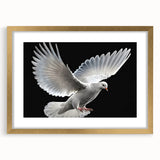 Gold-framed wall art featuring a collection of dove designs on a white mat, ideal for elegant home décor, adding a serene touch to any space.