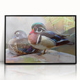 Framed wall art showcasing a vibrant duck design, featuring a black frame and acrylic material, ideal for enhancing home decor with a touch of nature.