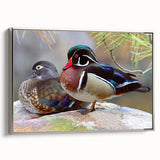 Framed wall art showcasing a serene duck design on a silver background. The canvas features intricate details, perfect for home decor enthusiasts and nature lovers.