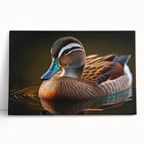 Stretched canvas wall art showcasing a whimsical duck design with bright colors, perfect for enhancing modern home decor in living rooms or nurseries.