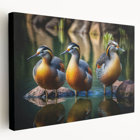 Stretched canvas wall art featuring a whimsical duck design, showcasing vibrant colors and playful details, perfect for enhancing home decor and children's spaces.
