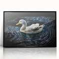 Framed wall art showcasing a vibrant duck design, featuring a sleek black frame and acrylic front for a modern touch, perfect for home decor enthusiasts.