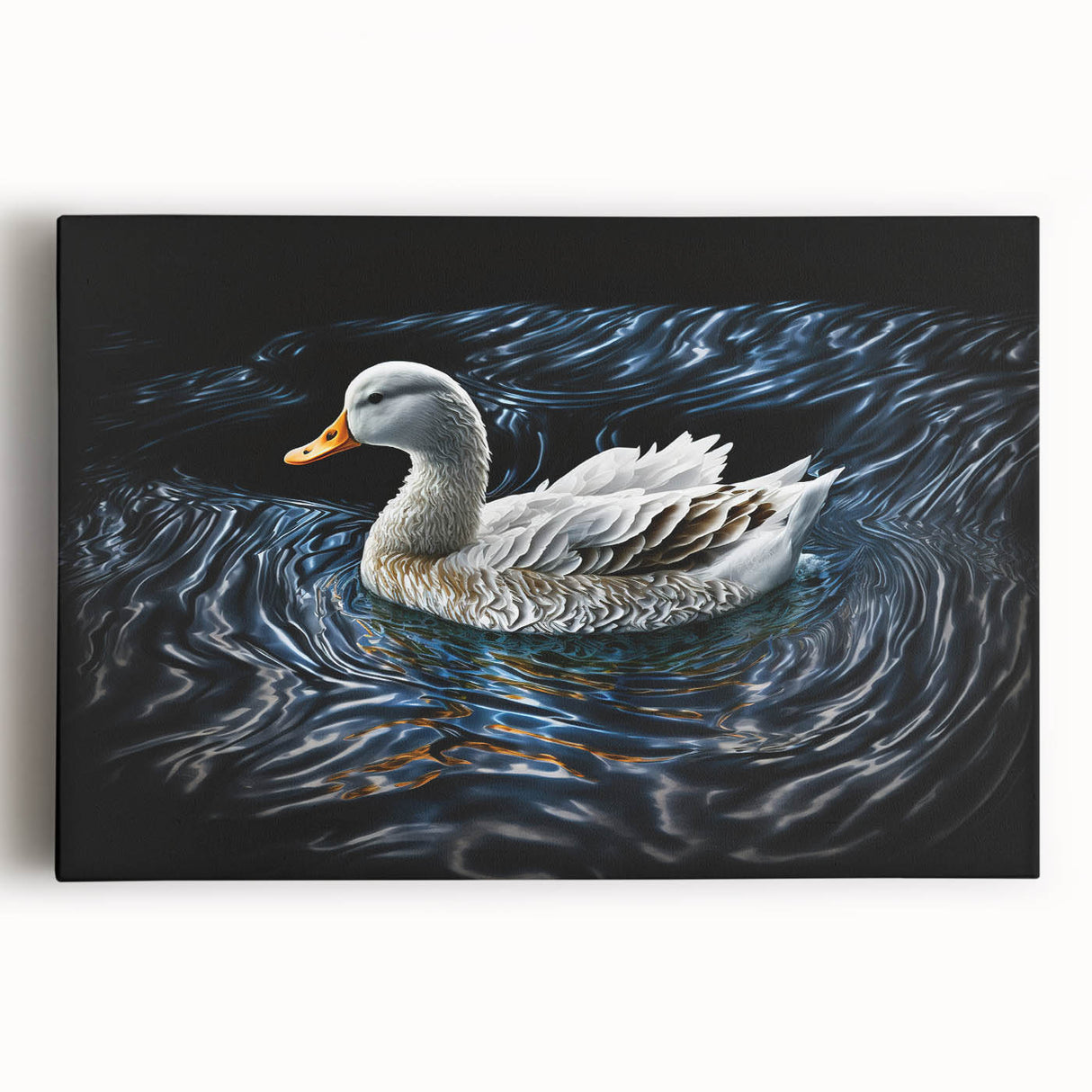 Colorful wall art featuring a duck design on stretched canvas, showcasing vibrant hues and intricate details, ideal for enhancing home decor with a nature theme.