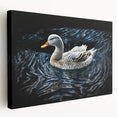 Stretched canvas wall art featuring a vibrant duck design, showcasing detailed colors and textures, perfect for enhancing home decor with a nature theme.
