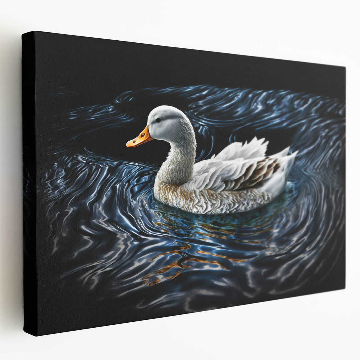Stretched canvas wall art featuring a vibrant duck design, showcasing detailed colors and textures, perfect for enhancing home decor with a nature theme.