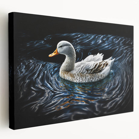Stretched canvas wall art featuring a vibrant duck design, showcasing detailed colors and textures, perfect for enhancing home decor with a nature theme.