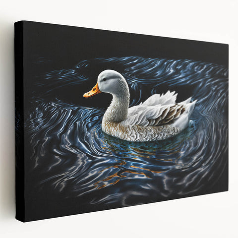 Stretched canvas wall art featuring a vibrant duck design, showcasing detailed colors and textures, perfect for enhancing home decor with a nature theme.