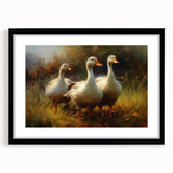 Black framed wall art collection featuring a vibrant duck design, elegantly matted for a polished look, ideal for enhancing modern home decor.