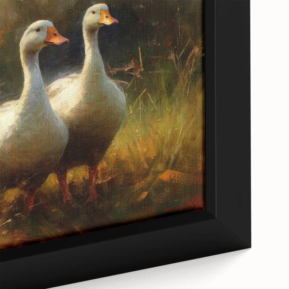 Framed canvas wall art showcasing a vibrant duck design with intricate details, perfect for adding a pop of color to home decor. Ideal for nature lovers and art enthusiasts.