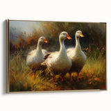 Framed wall art showcasing a gold-accented duck design on a textured canvas, perfect for home decor. Ideal for nature lovers seeking elegant artwork.