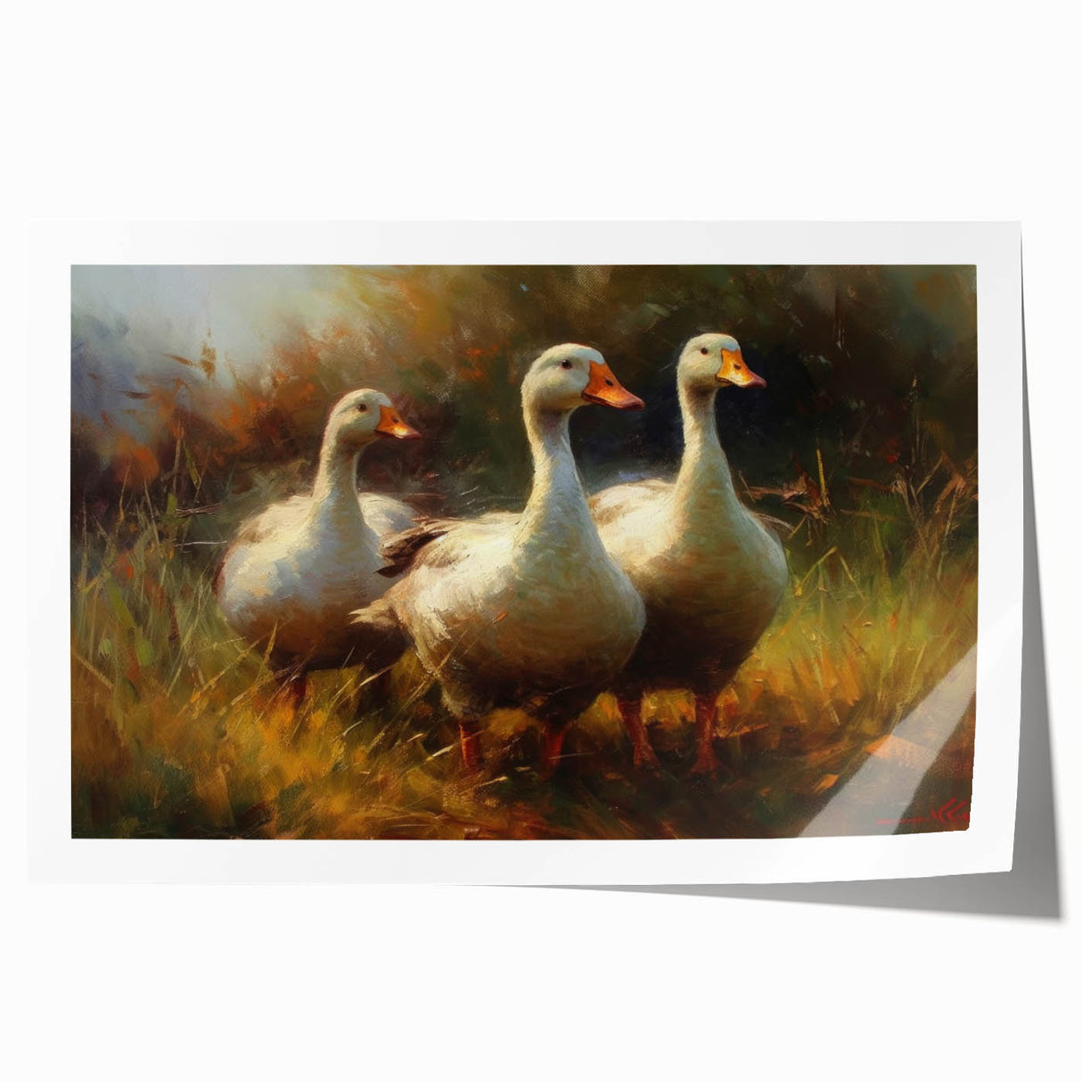 Colorful wall art featuring a whimsical duck design, printed on high-quality paper and rolled for easy display. Ideal for adding a playful touch to home decor.