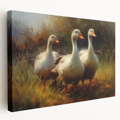 Colorful duck-themed canvas wall art showcasing vibrant birds in a serene natural setting, perfect for adding a cheerful touch to home decor or office spaces.