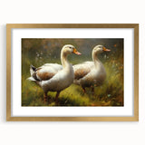 Elegant wall art featuring a duck design in gold frame with a mat, ideal for home decor. Perfect for bird lovers and nature enthusiasts, enhancing any interior space.