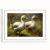 Framed wall art featuring a whimsical duck design in a white mat, showcasing vibrant colors and playful elements, perfect for children's room decor.