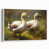 Framed canvas wall art showcasing a serene duck design in soft pastel colors, set against a white background, perfect for home decor and nature lovers.