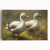 Stretched canvas wall art featuring a vibrant duck design with colorful feathers, perfect for nature-inspired decor in living spaces or children's rooms.