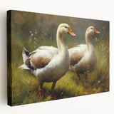 Stretched canvas wall art featuring a whimsical duck design, showcasing vibrant colors and intricate details, ideal for playful home decor or children's rooms.