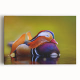 Colorful wall art canvas featuring a vibrant duck design, showcasing intricate details and textures, perfect for enhancing home decor in any room.