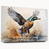 Vibrant acrylic glass wall art collection showcasing a side view of colorful duck designs, featuring decorative pins for easy hanging in modern interiors.