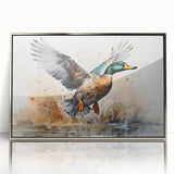 Framed wall art collection showcasing a stylish duck design with a silver acrylic front, perfect for modern home decor. Ideal for bird lovers and art enthusiasts.