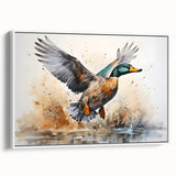 Framed wall art collection showcasing a serene duck design in soft pastel hues, set against a white background, ideal for enhancing home decor with nature-inspired elegance.