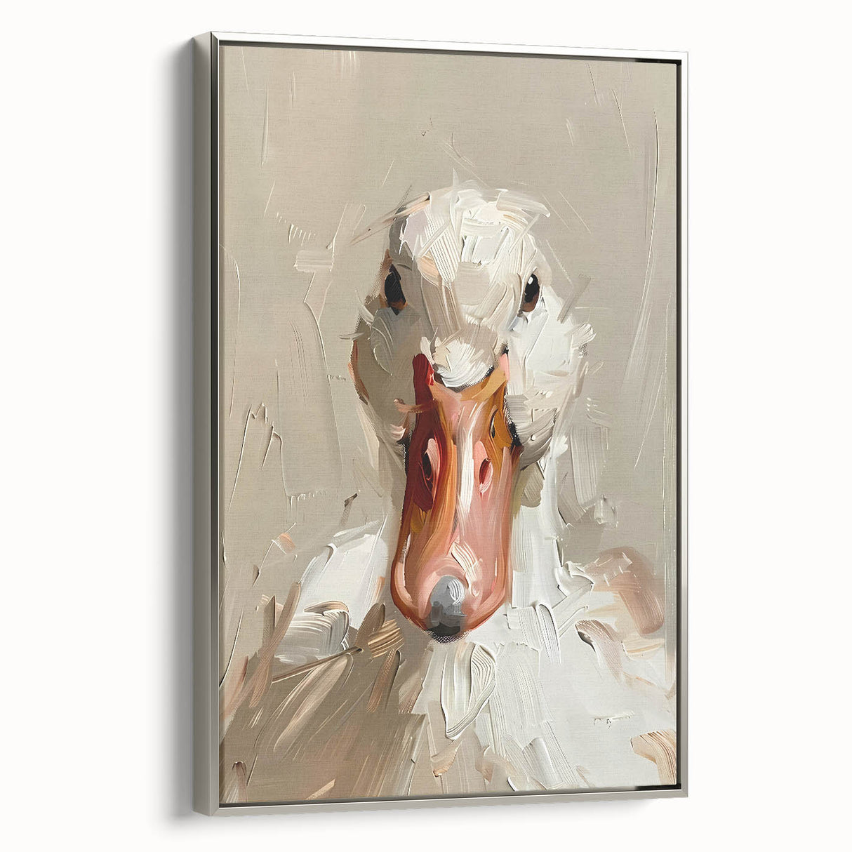 Framed wall art collection showcasing a serene duck design on canvas with a silver frame, ideal for home decor and nature enthusiasts. Perfect for enhancing interior spaces.