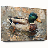 Acrylic glass wall art collection showcasing a vibrant duck design, side view highlighting the smooth surface and absence of pins, ideal for modern decor.