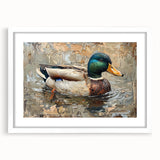 Framed wall art collection showcasing a whimsical duck design, featuring a white mat and sleek frame, perfect for enhancing home decor and animal-themed interiors.