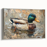 Framed canvas wall art showcasing a collection of duck designs, with a sleek silver frame and vibrant colors, perfect for enhancing home decor and wildlife themes.