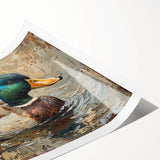 Artistic wall print featuring a colorful duck design from a bird-themed collection, showcasing vibrant colors and intricate details, perfect for home decor.