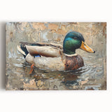 Vibrant duck-themed wall art collection on stretched canvas, showcasing intricate bird designs in a colorful display, ideal for home decor.