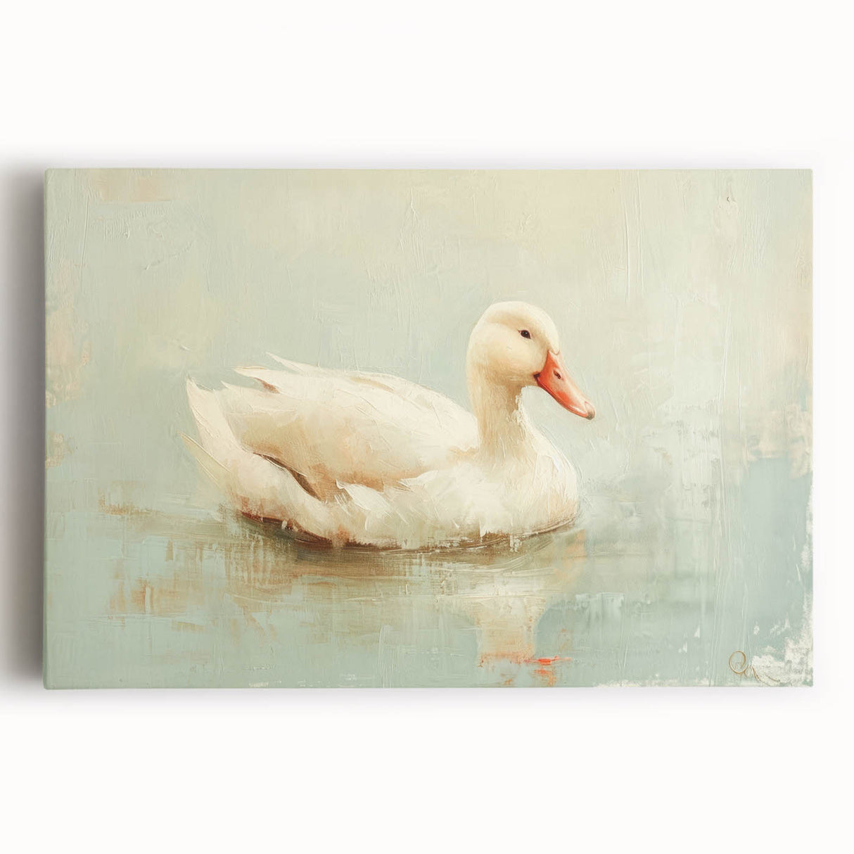 Stretched canvas wall art showcasing a vibrant duck design with intricate detailing, ideal for adding a touch of nature-inspired decor to home interiors.