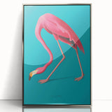 Framed acrylic wall art featuring a vibrant flamingo design, elegantly displayed with a silver frame, adding a chic touch to modern decor. Perfect for bird lovers!