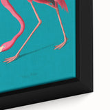 Framed canvas wall art featuring a vibrant flamingo design with intricate details and soft pastel colors, ideal for tropical-themed decor.