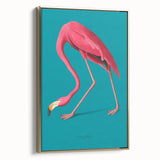 Framed wall art featuring a vibrant flamingo design with gold accents, set against a neutral background, ideal for adding a touch of elegance to modern decor.
