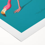 Flamingo-themed rolled canvas wall art featuring vibrant pink and green colors, perfect for adding a tropical touch to home decor. Ideal for bird lovers and art enthusiasts.