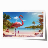 Vibrant flamingo-themed wall art print showcasing intricate details and colorful design, elegantly rolled and ready for display in a stylish living space.