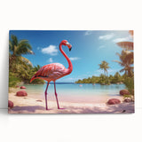 Vibrant flamingo wall art design on a stretched canvas, showcasing tropical colors and intricate details, ideal for enhancing modern home decor.