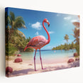 Flamingo-themed wall art canvas featuring vibrant pink flamingo illustrations against a soft pastel background, ideal for adding a tropical touch to any room decor.