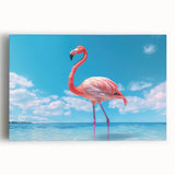 Vibrant flamingo wall art on stretched canvas, showcasing intricate details and bold colors, perfect for adding a tropical touch to any decor.
