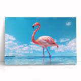 Flamingo-themed stretched canvas wall art showcasing vibrant pink and green colors, perfect for adding a tropical touch to home decor. Ideal for living spaces or nurseries.