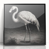 Framed wall art featuring a vibrant flamingo design, showcasing intricate details and bold colors on an acrylic surface, set in a sleek black frame, perfect for modern decor.