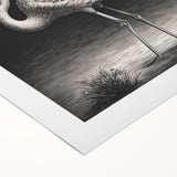 Vibrant rolled canvas depicting a stylish flamingo design, perfect for modern decor. Features vivid colors and intricate detailing, ideal for art enthusiasts.