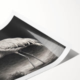 Flamingo-themed wall art design featuring vibrant pink and green colors, showcasing a tropical aesthetic perfect for home decor. Rolled print packaged for easy display.