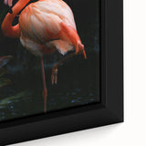 Framed canvas wall art featuring a vibrant flamingo design, showcasing intricate details and rich colors, perfect for adding a tropical touch to any decor.