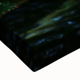 Close-up of a vibrant flamingo wall art design on stretched canvas, showcasing intricate details and bold colors, perfect for modern home decor.